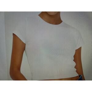 NWT J.Crew Factory crew neck cropped ribbed tee med